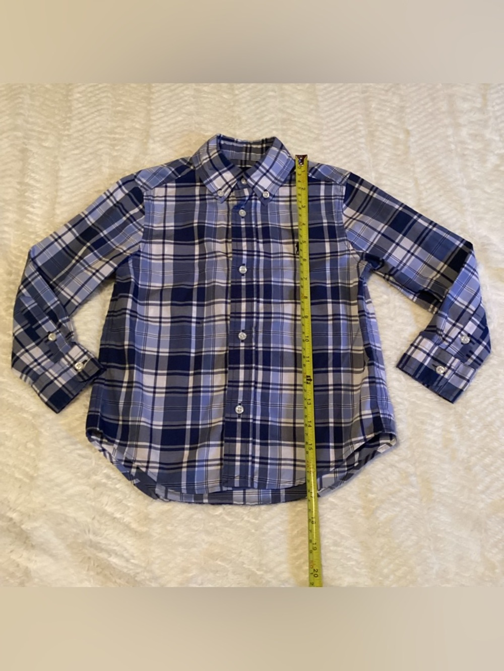 Toddler Boys Ralph Lauren 3/3T Long Sleeve Blue Plaid flannel Style Button Shirt